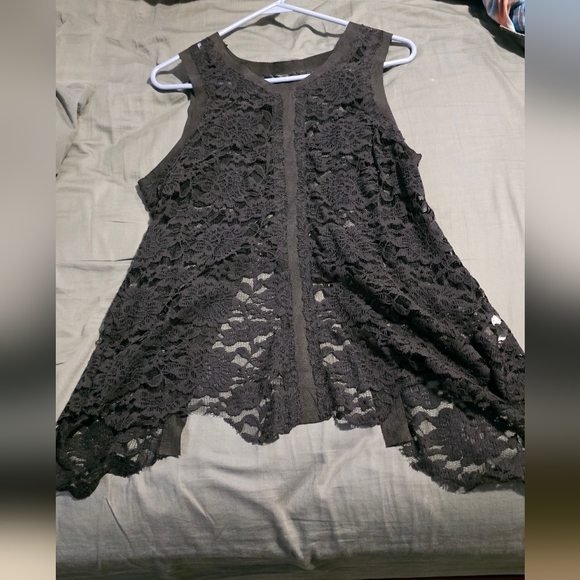 Voice of California womens lace up tops. Dark grey. medium - Picture 2 of 4